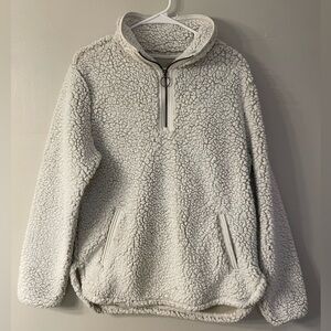 Cozy Sherpa Womens White Medium 1/4 Zip Pullover